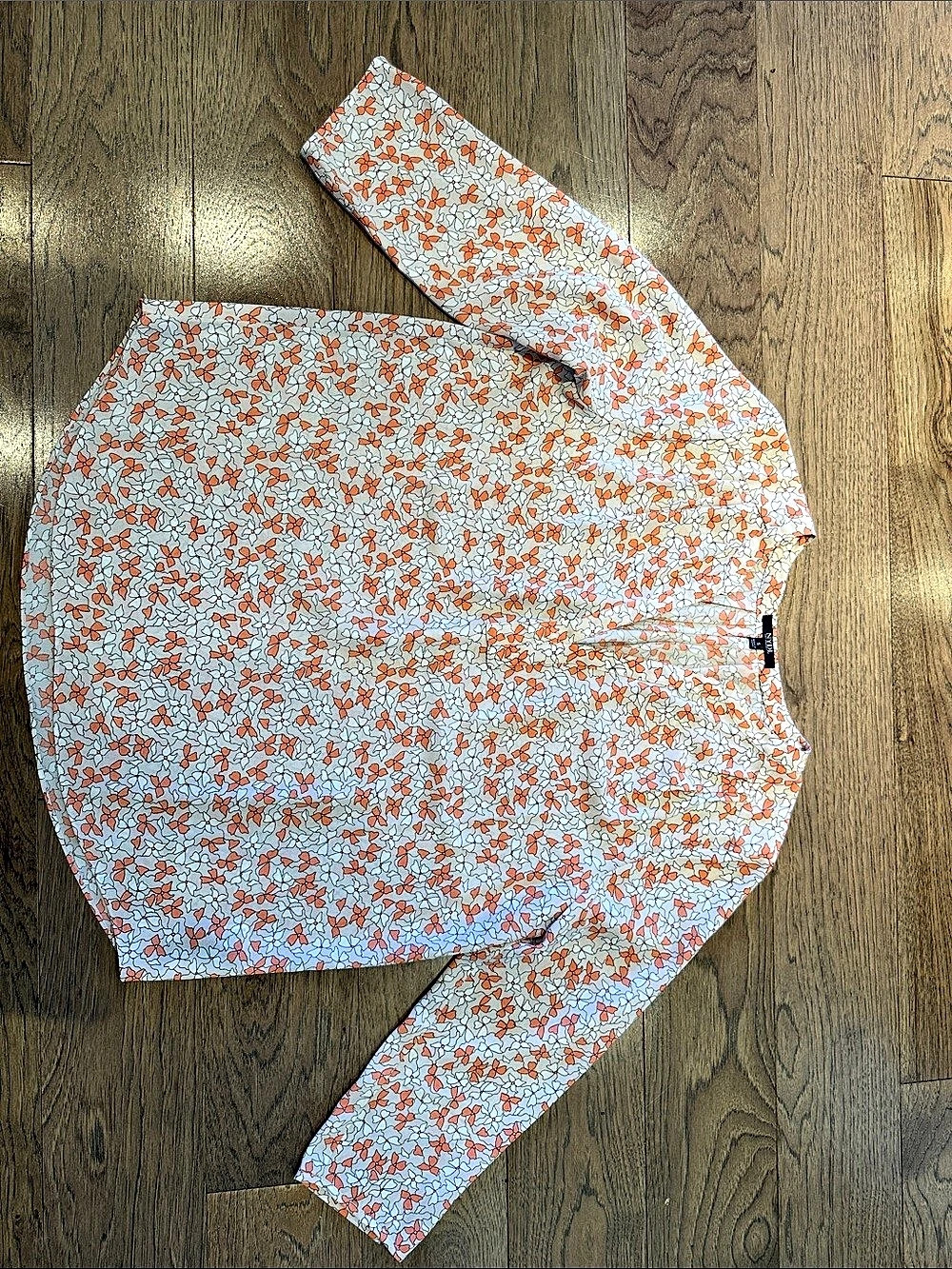 NYDJ Floral Blouse in Gray & Orange Size Small Like New